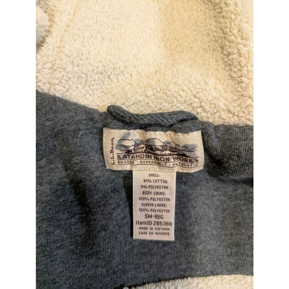 L.L.Bean Katahdin Ironworks Gray Sherpa Lined Full Zip Hoodie Size Small - Picture 8 of 10